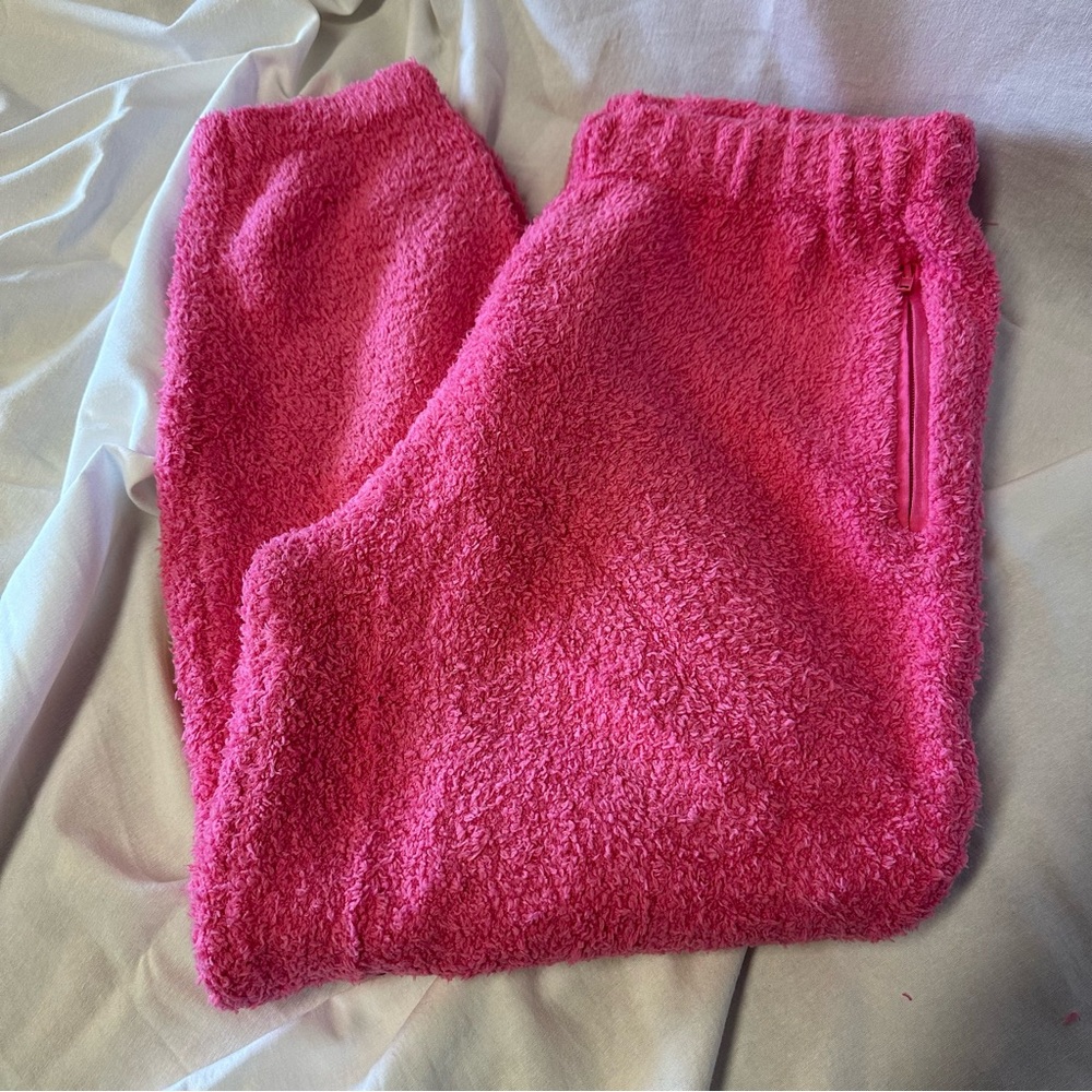 SKIMS Pink Fuzzy Track Pants
